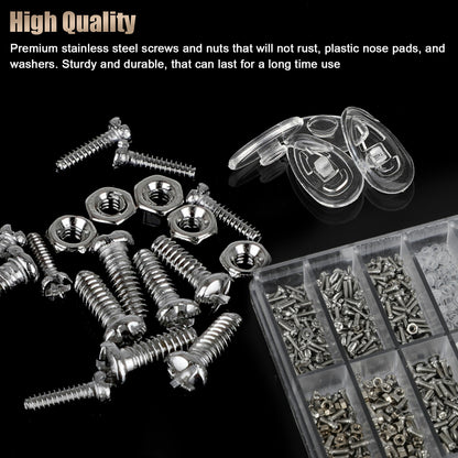 Eyeglass Screws Nut Nose Pads Screwdriver Watch Glasses Optical Repair Tools Kit