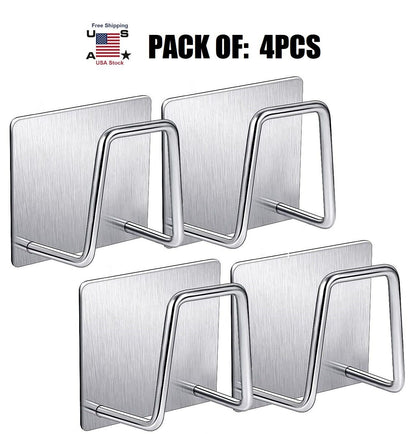 4Pcs Stainless Steel Adhesive Sponge Holder Sink Caddy for Kitchen Accessories