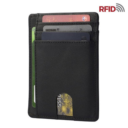 Men's RFID Blocking Leather Slim Wallet | Minimalist Credit Card Holder | Money & ID Storage | Unisex Fashion Purse | Holds up to 12 Cards