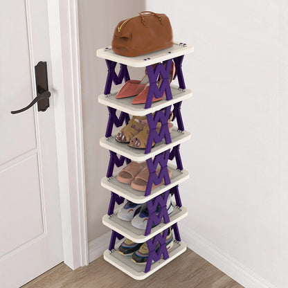 9-Tier Space-Saving Shoe Rack Organizer - Narrow Adjustable DIY Shoe Shelf for Entryway, Closet, or Bedroom, Easy Tool-Free Assembly, Modern Design