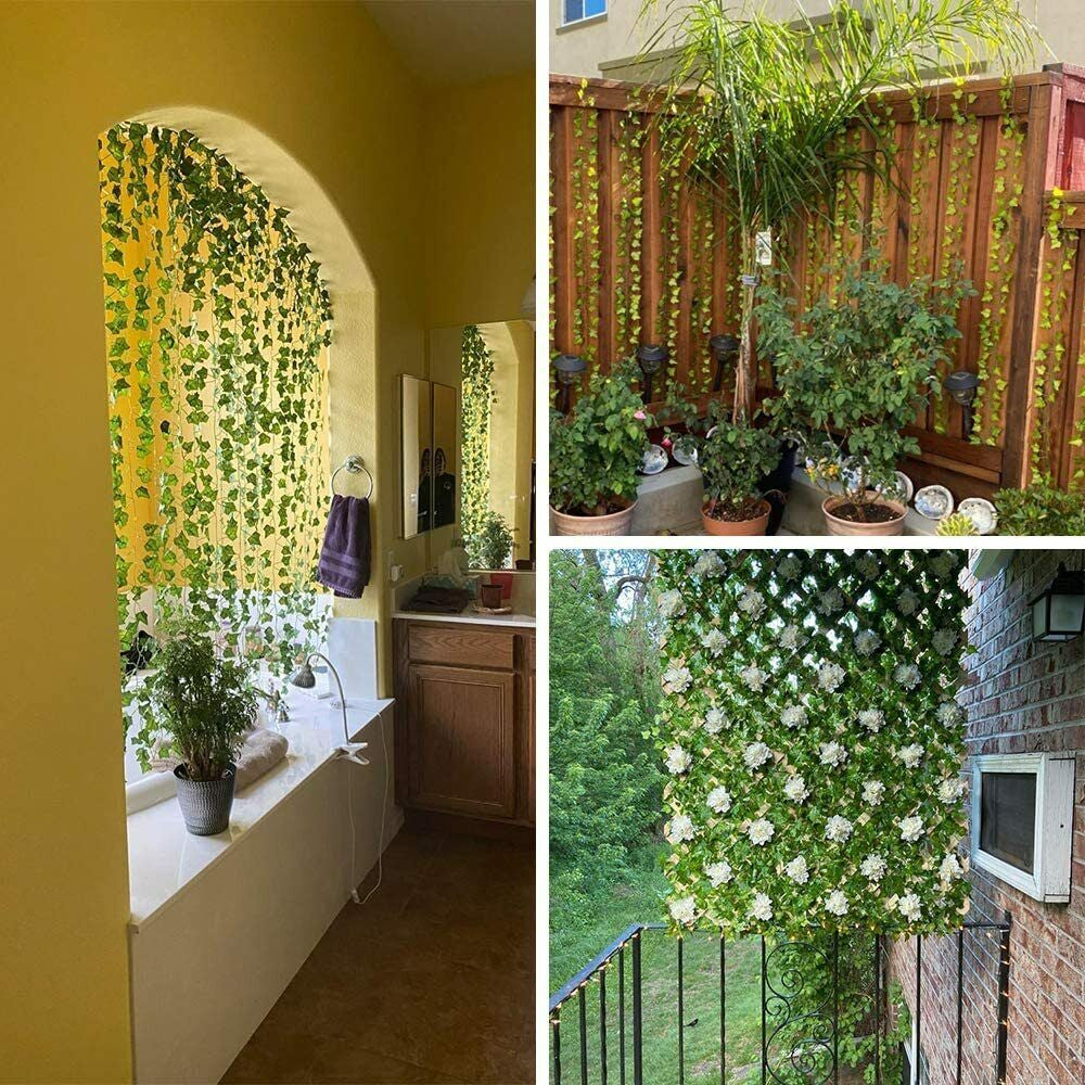 12 PCS Artificial Ivy Leaf Plants Fake Hanging Garland Plants Vine Home Decor
