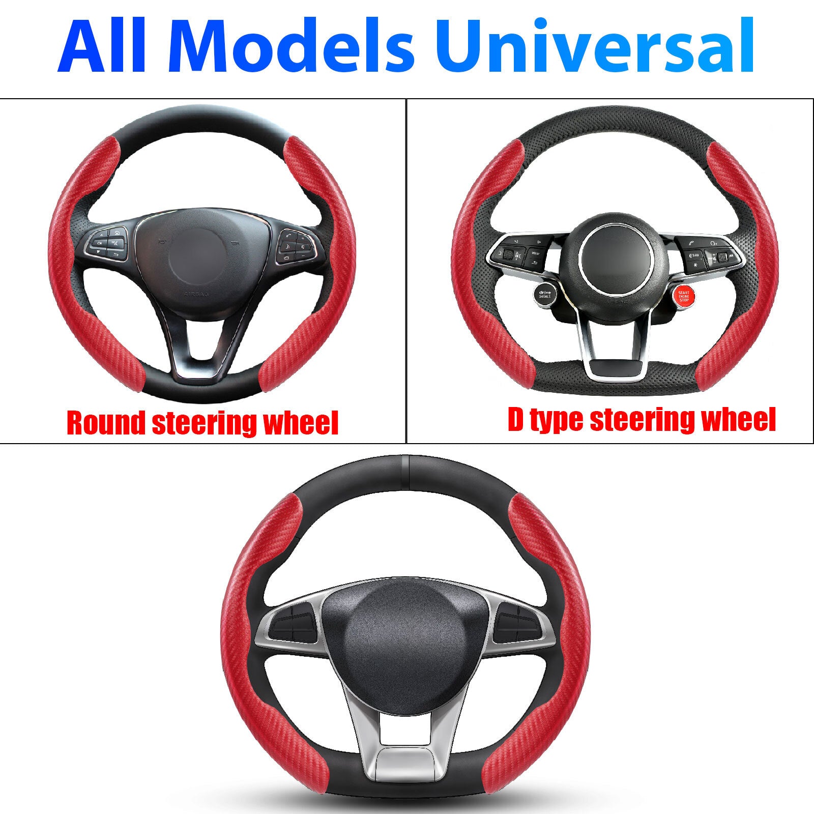 Universal Car SUV Steering Wheel Cover Red Microfiber Leather 15" for Honda Jeep