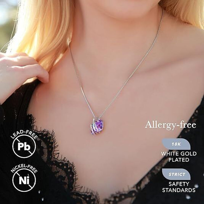 Alexandrite Crystal Leafael Wish Stone Pendant Necklace with Birthstone Crystal