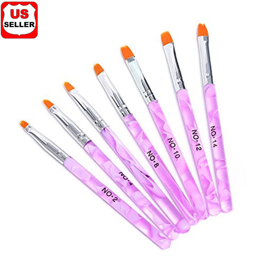7Pcs Acrylic Nail Art Pen Tips UV Builder Gel Painting Brush Manicure Set Hot US