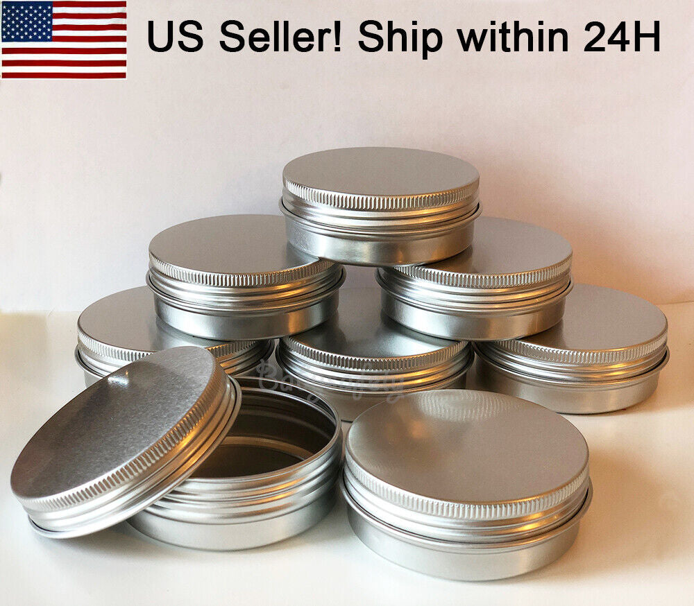 jewelry jar Silver Aluminum Tin Containers - Rust-Proof, Leak-Free Travel Jars for Cosmetics, Soap & DIY (Multiple Sizes)