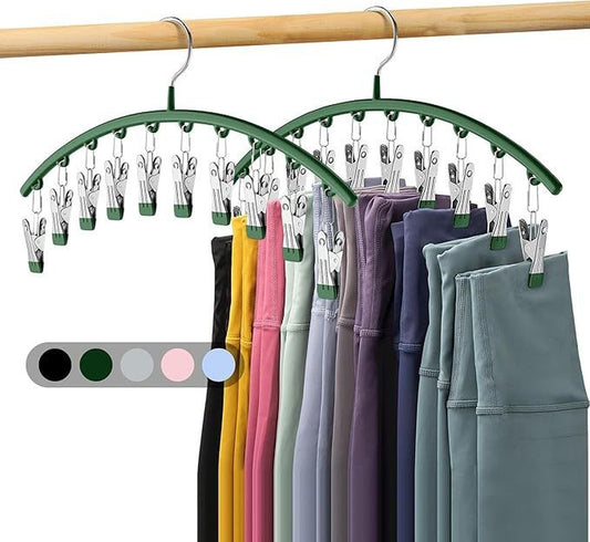 2 Pack Legging Organizer for Closet Metal Yoga Pants Hangers Each with 10 Clips