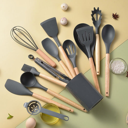 Silicone Cooking Utensil Set - 14Pcs Heat Resistant Nonstick Kitchen Tools, Soft & Durable, Protects Cookware, Food-Grade, Easy to Clean & Insulated