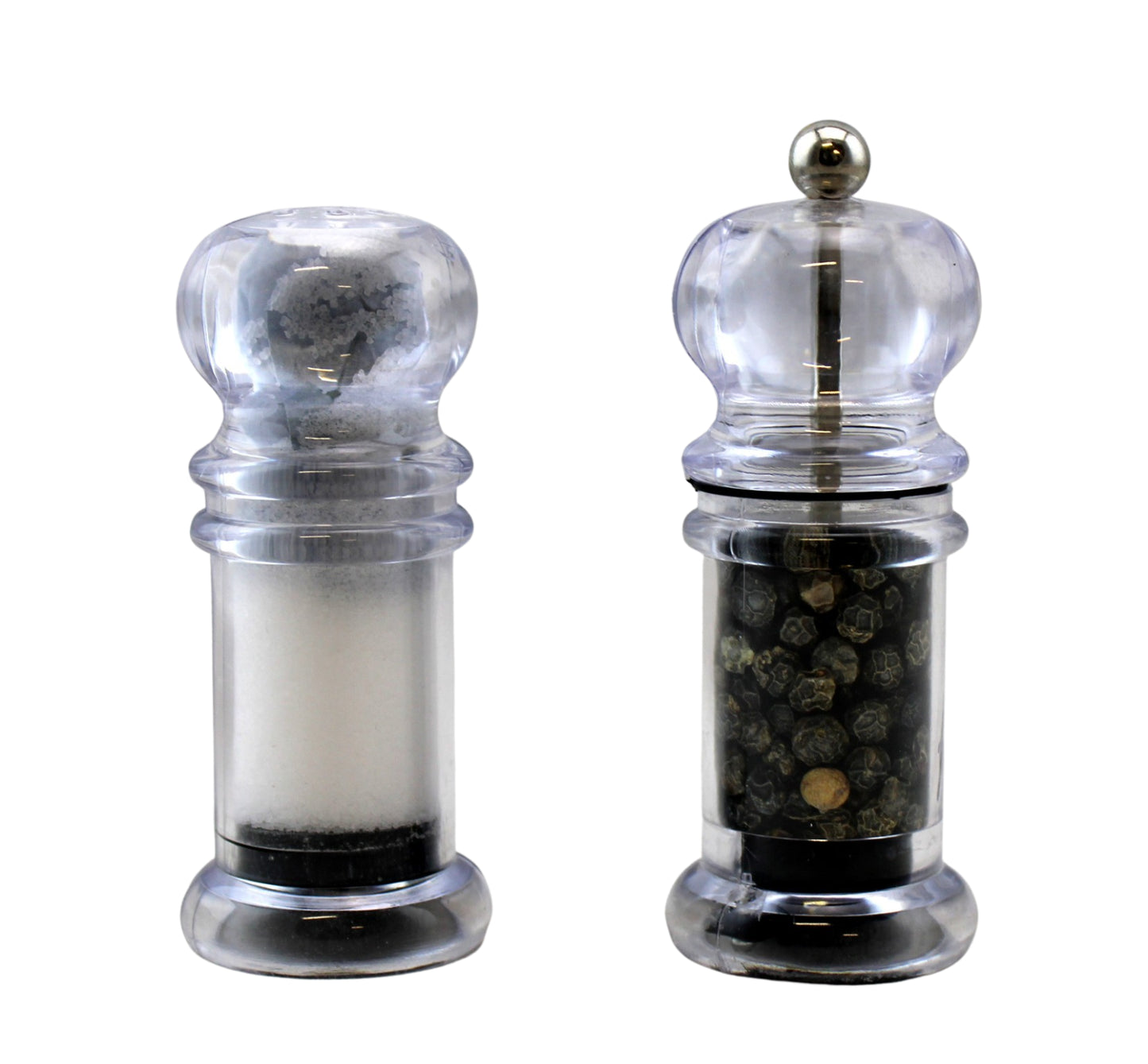 Salt Shaker & Pepper Mill Set Promotional Priced Acrylic Clear Plastic