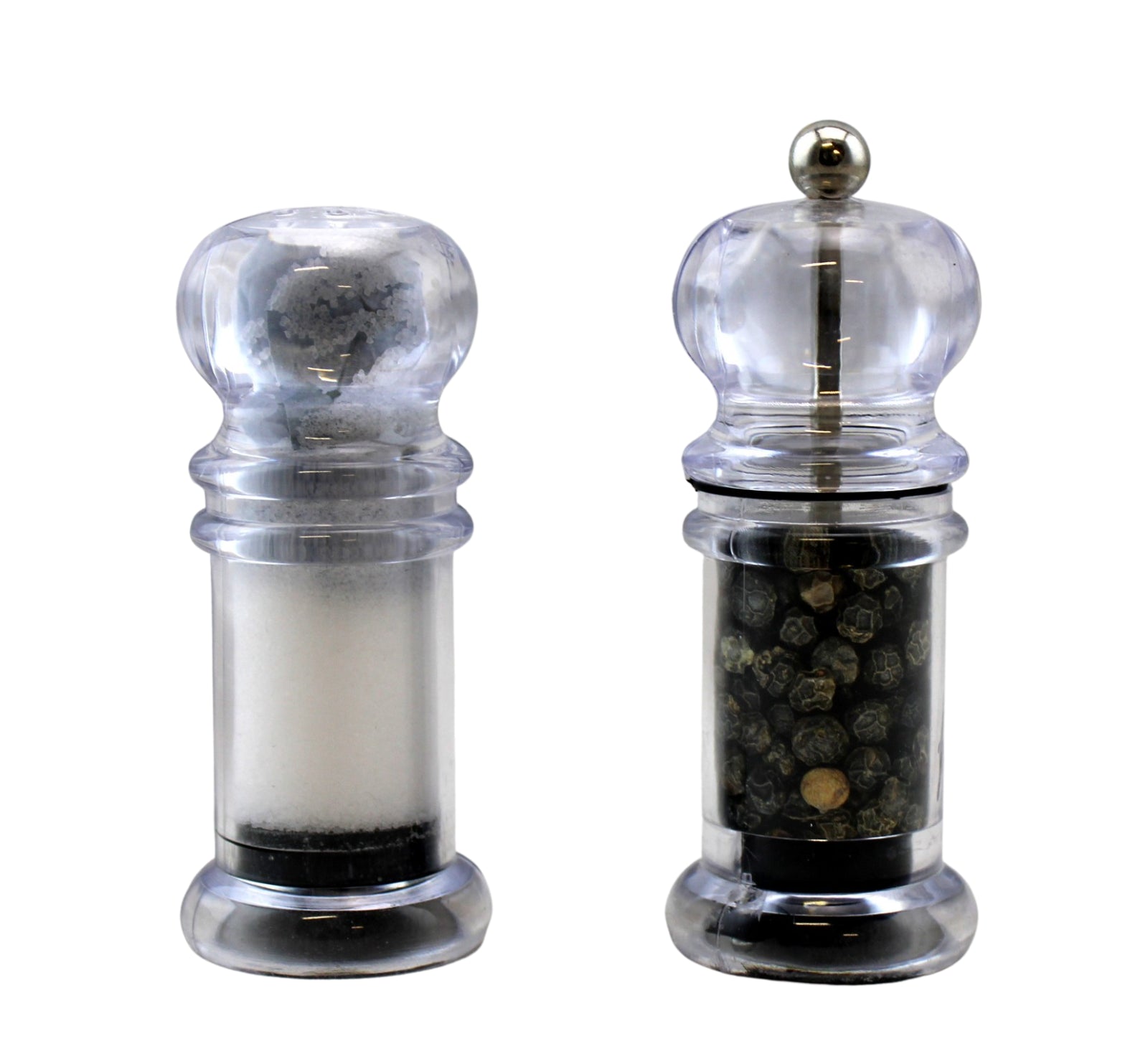 Salt Shaker & Pepper Mill Set Promotional Priced Acrylic Clear Plastic