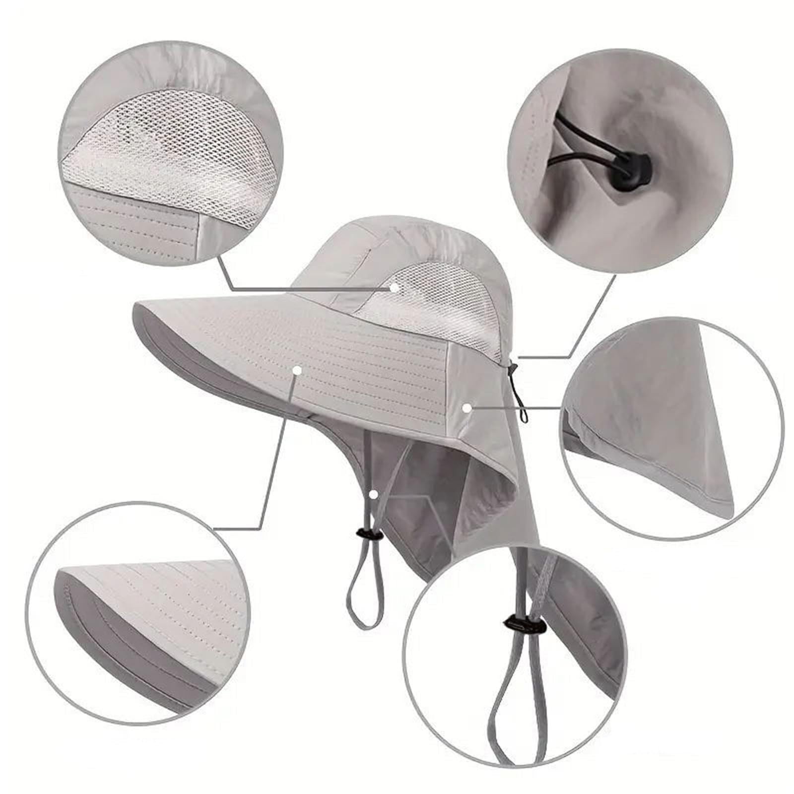 Wide Brim Sun Hat with Neck Flap UV Protection Hiking Fishing Cap Men Women US
