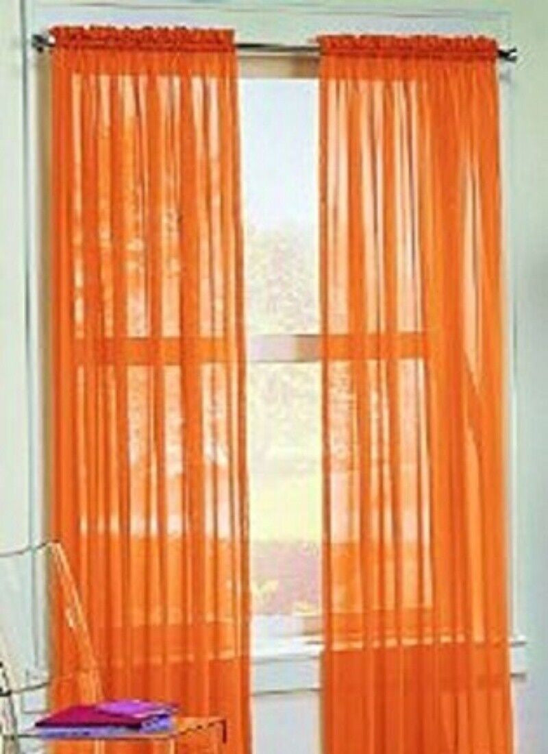 2 Piece Sheer Voile Window Elegance Curtains Drape Treatment 63, 84 Length