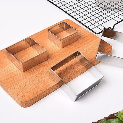 5PCS Square Shaped Cake Rings Stainless Steel Pastry Biscuit Cutting Mold Bakin