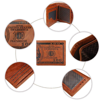 Men'S US 100 Dollar Bill Leather ID Window Bifold Card Holder Wallet Purse US
