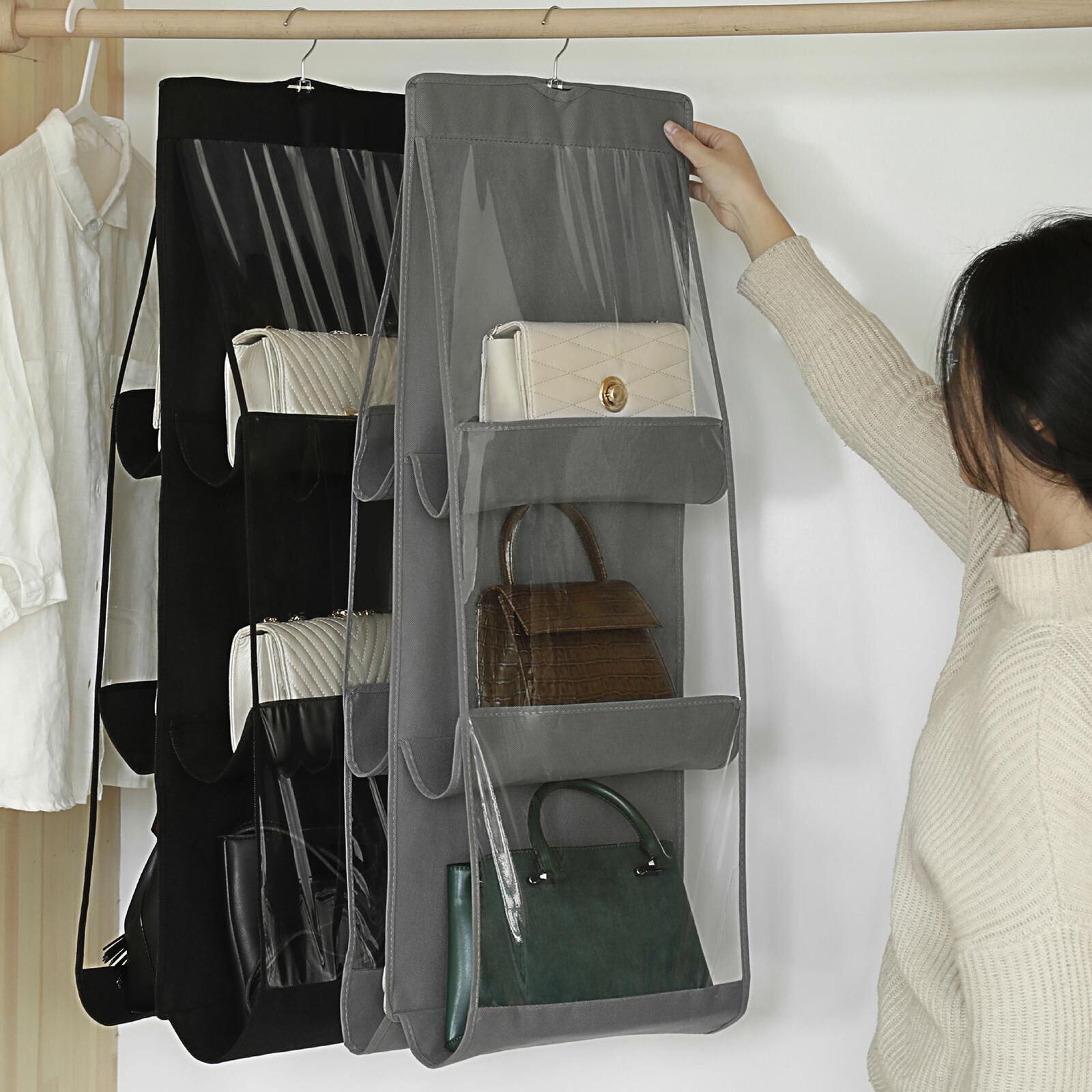 Bag Organizer Hanging Handbag Organizer Storage Artifact Bag Dust-proof Cover Wardrobe Pocket