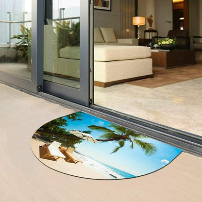 Half round Rubber Door Mat, Decorative Indoor Outdoor Non Slip Front Door Mat
