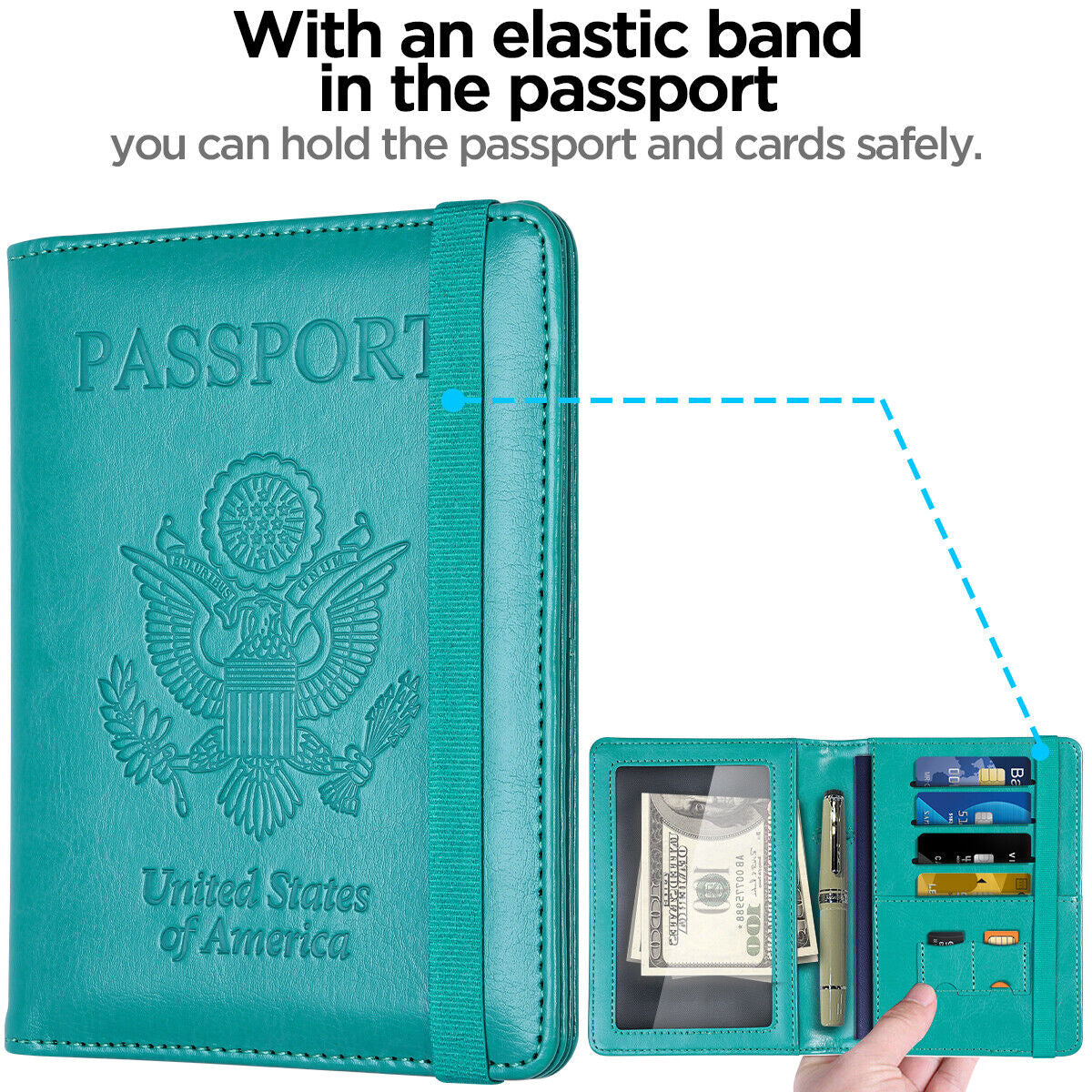 RFID Blocking Leather Passport Holder – Slim Wallet Cover with Card Slots for Men & Women | Airport Must-Have Organizer Travel Essentials
