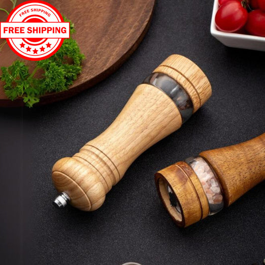 Pepper Grinder, Wooden Manual Mill – Solid Ceramic Grinding Mechanism, Adjustable Spice Grinder for Kitchen Tools, Perfect for Fresh Seasoning!