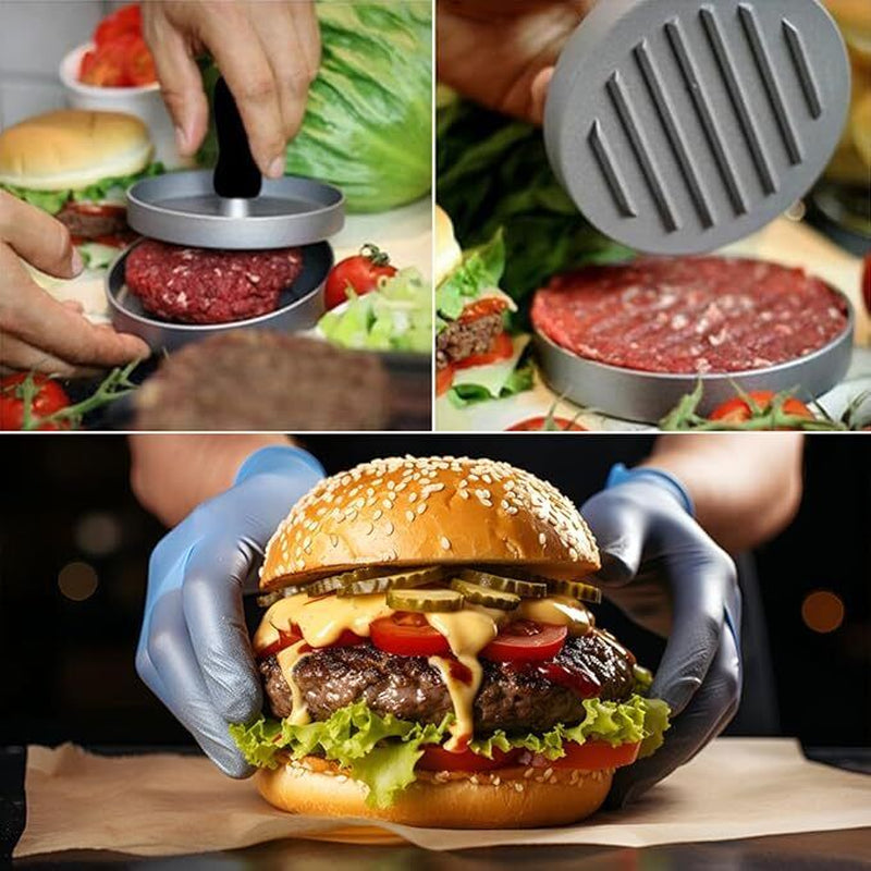 Burger Press Patty Maker - Non-Stick, Easy Release, Perfect Round Patties for Beef, Veggie & More, Detachable Handle for BBQ, Picnic & Kitchen Use