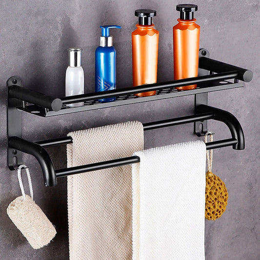 Bathroom Storage & Organization Must-Haves: 2-Tier Wall-Mounted Towel Rack Bar Rail Holder Shelf Tray