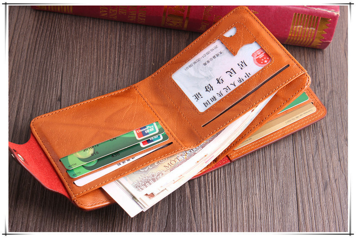 Men'S US 100 Dollar Bill Leather Wallets Bifold Photo Card Holder Handbag Clutch