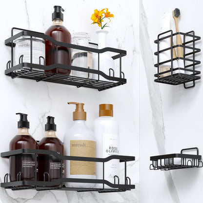 Shower Caddy Bathroom Shelves, the Athena Silken Black 4 Set, 40LB Capacity, Adh