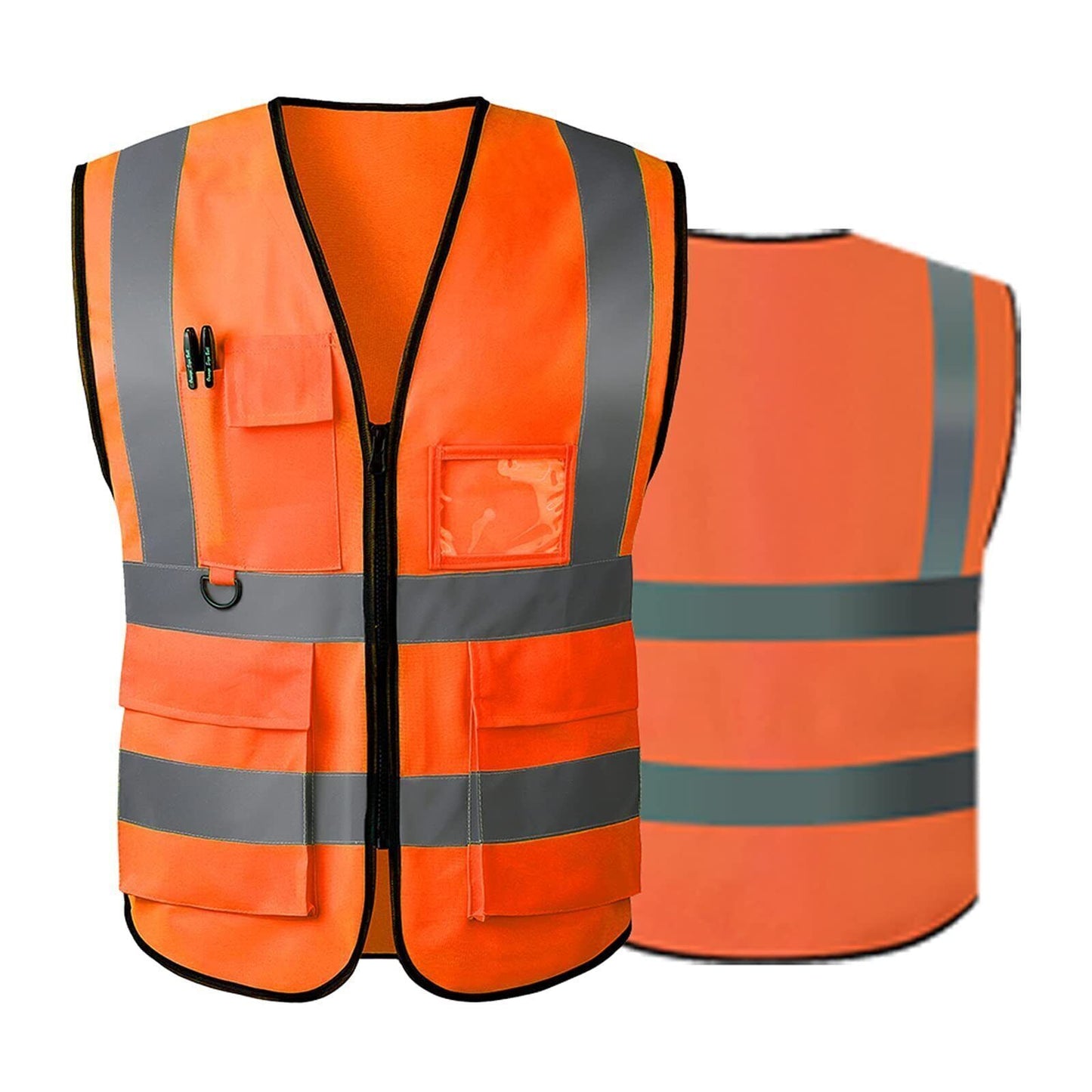 High Visibility Safety Vest with Reflective Stripes, 5 Pockets, Security Workwear – Stay Safe & Seen, Perfect for Construction, Cycling, Night Running