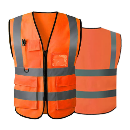 High Visibility Safety Vest with Reflective Stripes, 5 Pockets, Security Workwear – Stay Safe & Seen, Perfect for Construction, Cycling, Night Running