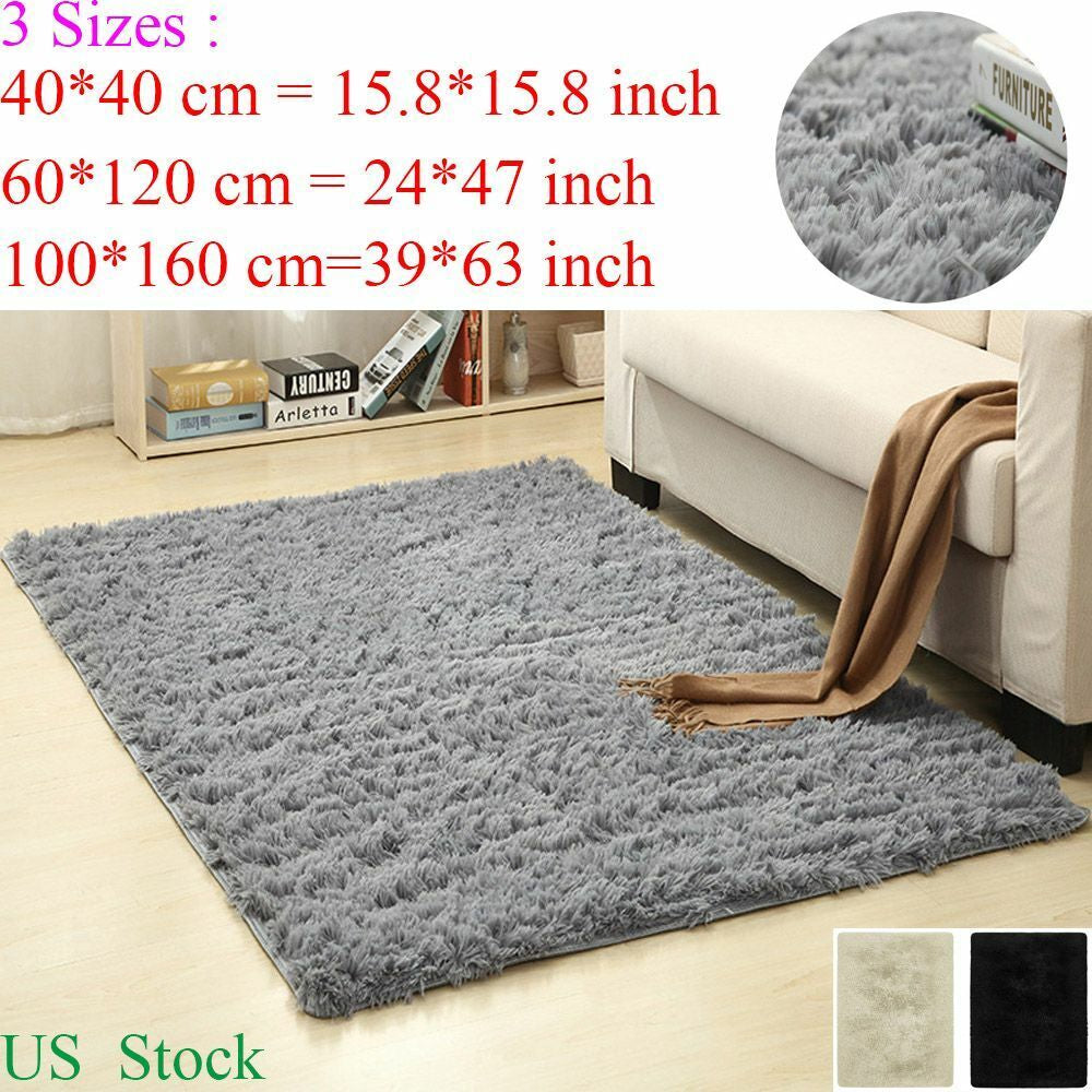 Fluffy Rugs Anti-Skid Shaggy Area Rug Dining Room Carpet Floor Mat Home Bedroom