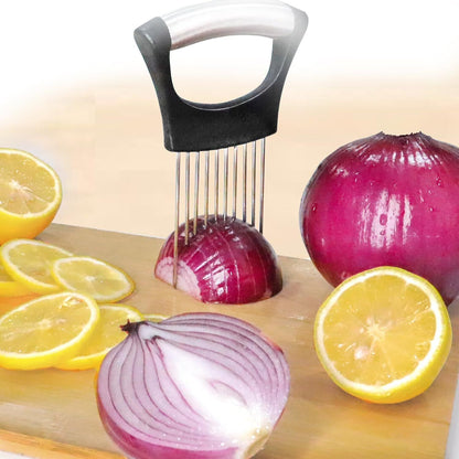 Onion Holder for Slicing, Lemon Tomato Holder for Cutting Food Slicer Assistant, Vegetable Cutter for Potato and Tomato, Avocados, Eggs