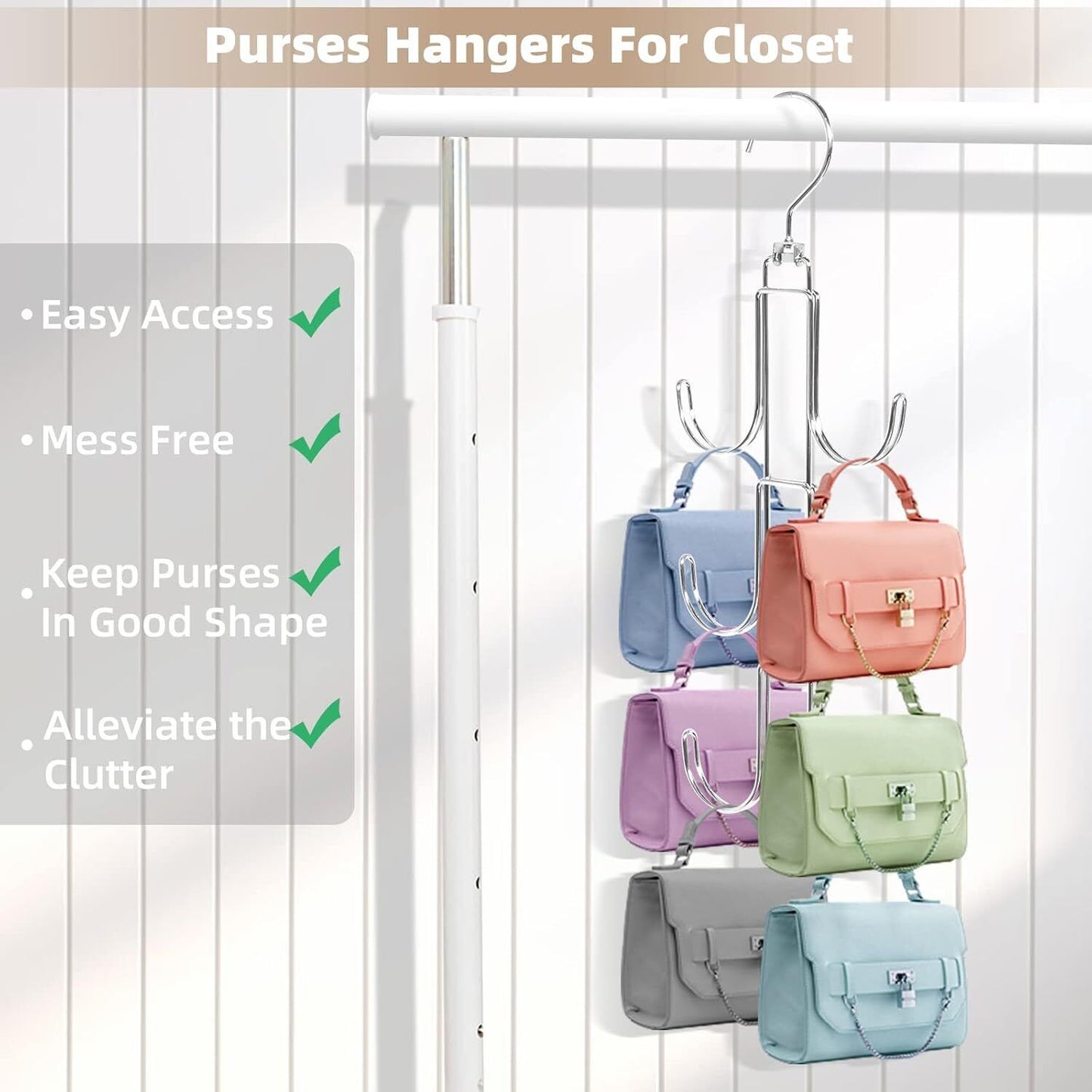 Purse Hanger Organizer for Closet, 2 Pack Handbag Storage Organizer, Small