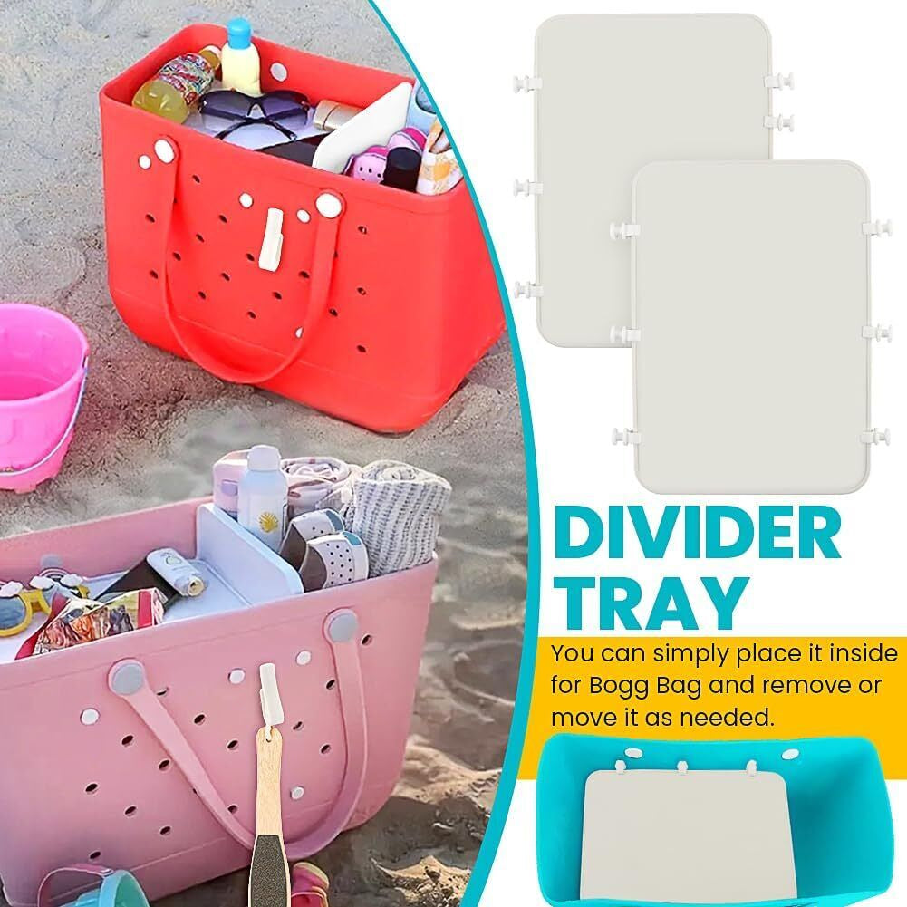 Divide Space Divider for Bogg Bag Accessories 2 PCS Organizer Tray with 2 12X9Inch White