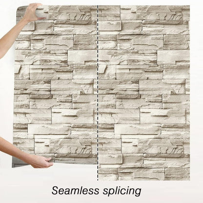 Stone Peel and Stick Wallpaper Realistic Brick Self-Adhesive Removable Waterproof Vinyl for Walls, Kitchen, Bathroom & Home DIY Decor