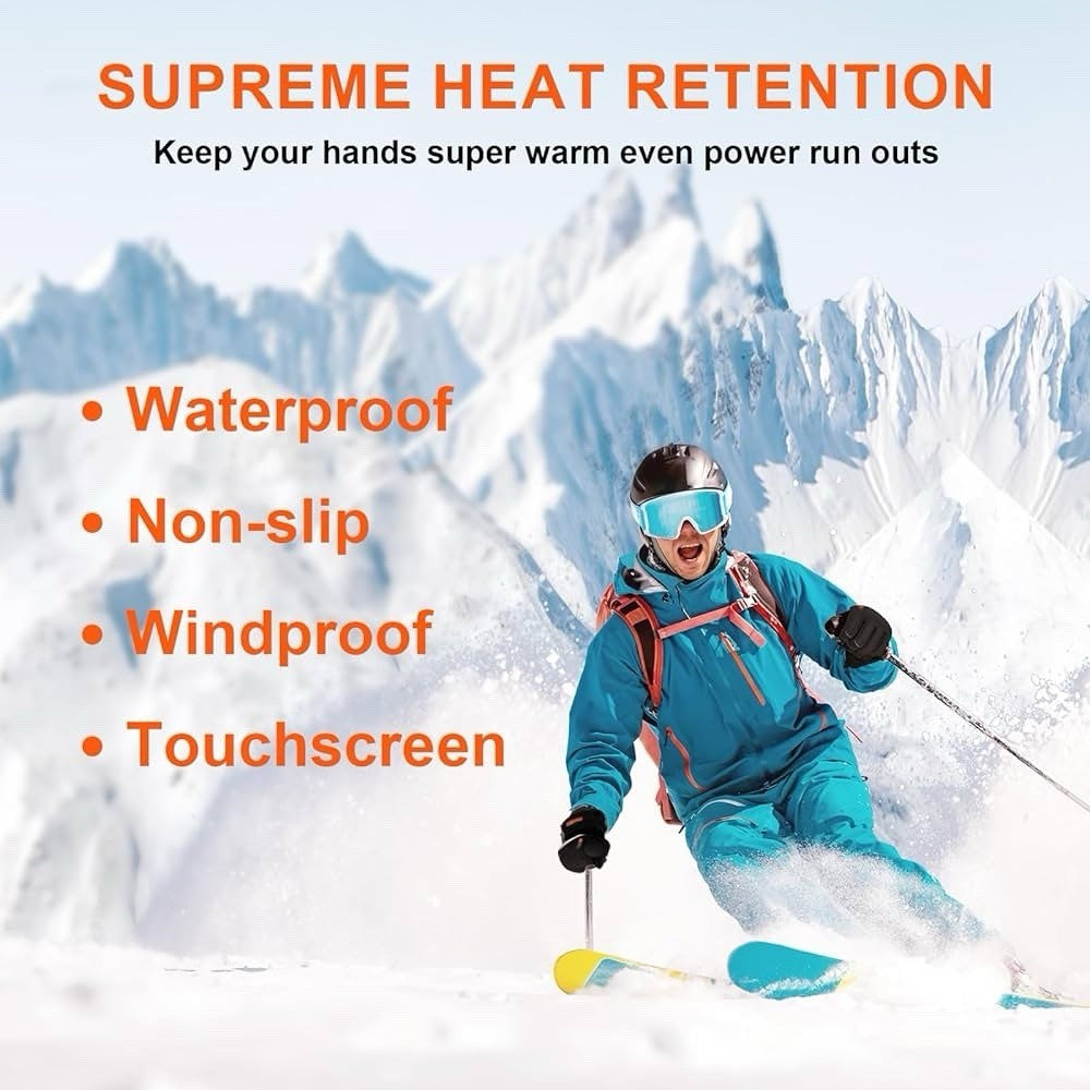 (Size L ) Heated Gloves, 5000Mah, Waterproof, Touchscreen, for Skiing, Riding..