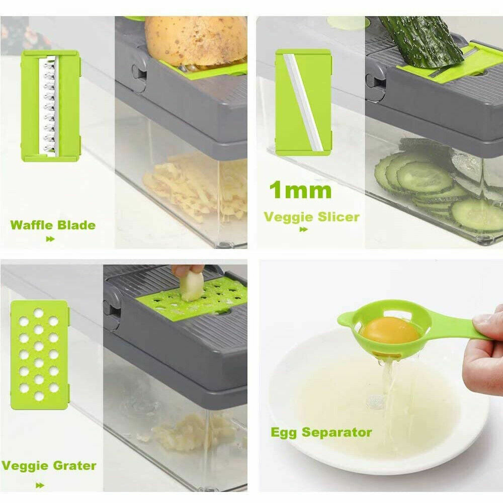 14-in-1 Multi-Functional Vegetable and Fruit Chopper, Cutter, Dicer, and Slicer for Onions and Veggies - Essential Kitchen Tool for Food Preparation