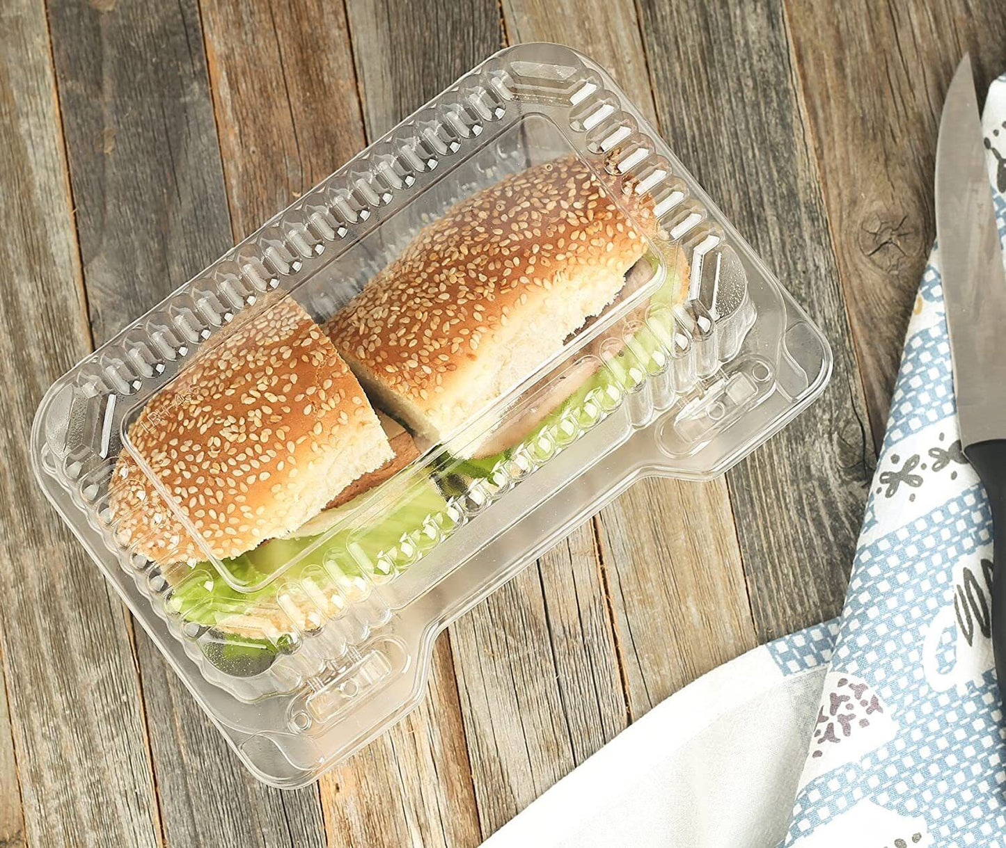 MT Products Clear Plastic Hinged Loaf Containers 8" X 4" X 3.85" - Pack of 20