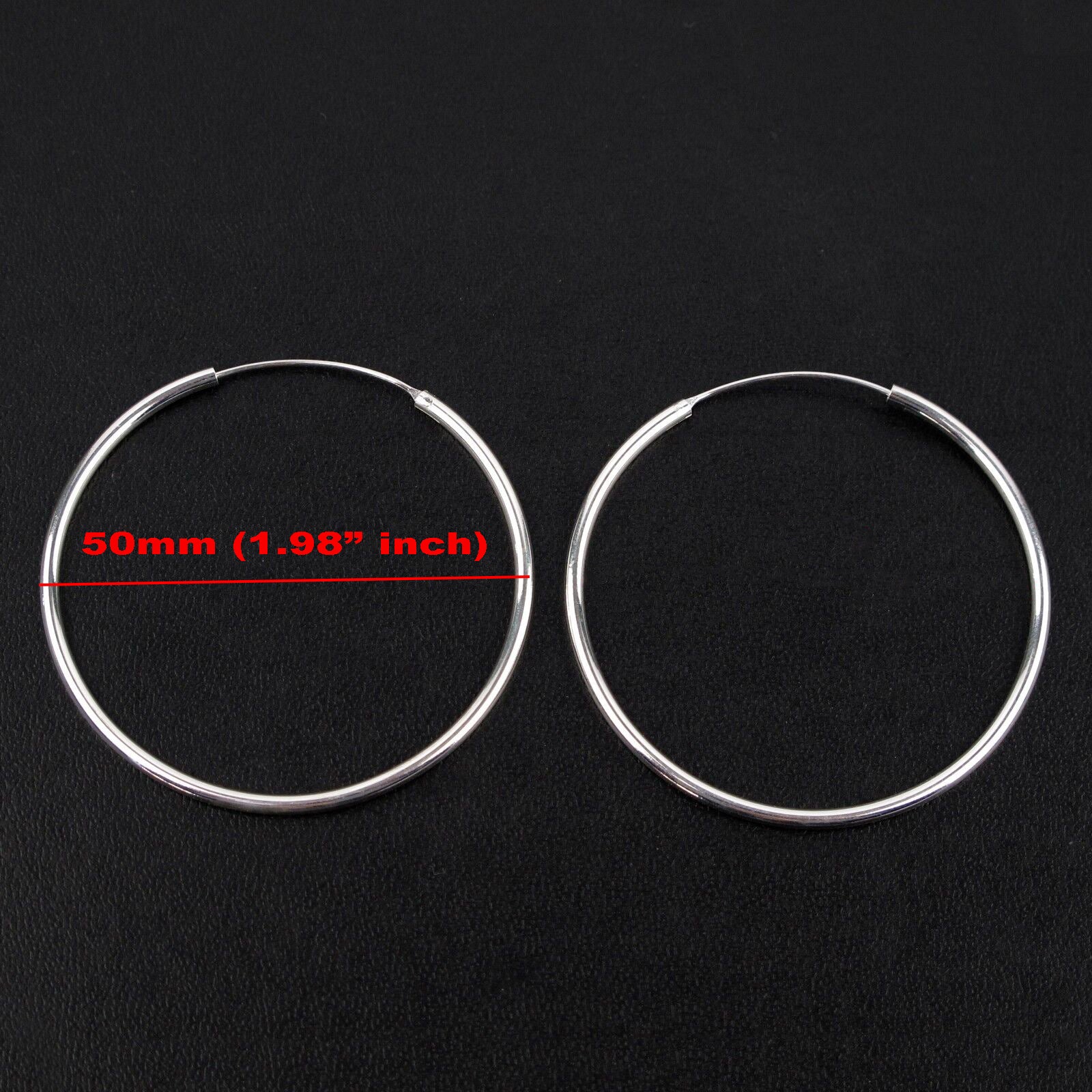 925 Silver Plated Large Hoop Earrings for Women - Lightweight, Thin Hoops with 50mm Diameter & 2mm Thickness, 8g, Ideal for Everyday & Parties