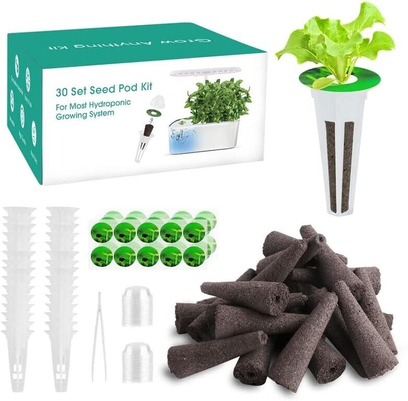 121PCS Indoor Hydroponic Garden Kit with Grow Sponges, Baskets, Domes & Labels for Fresh Herbs, Veggies & More, Easy to Use!