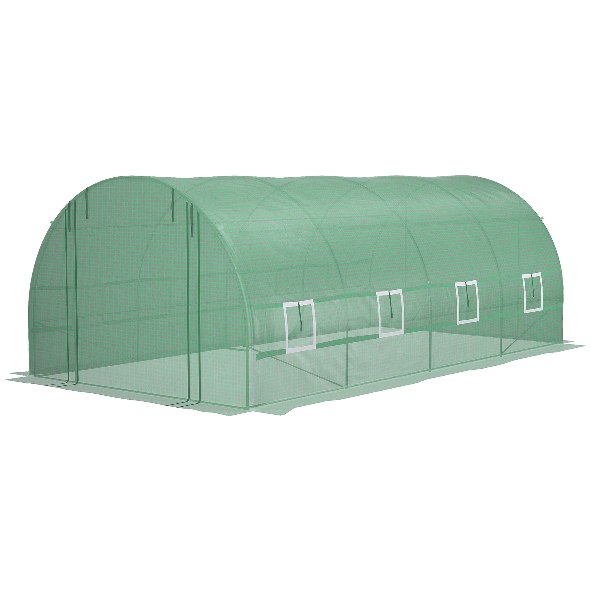 Heavy Duty Walk-In Greenhouse 20x10x7ft - Outdoor Plant Grow House, UV-Resistant PE Cover, Reinforced Steel Frame, Vent Windows, Zipper Door