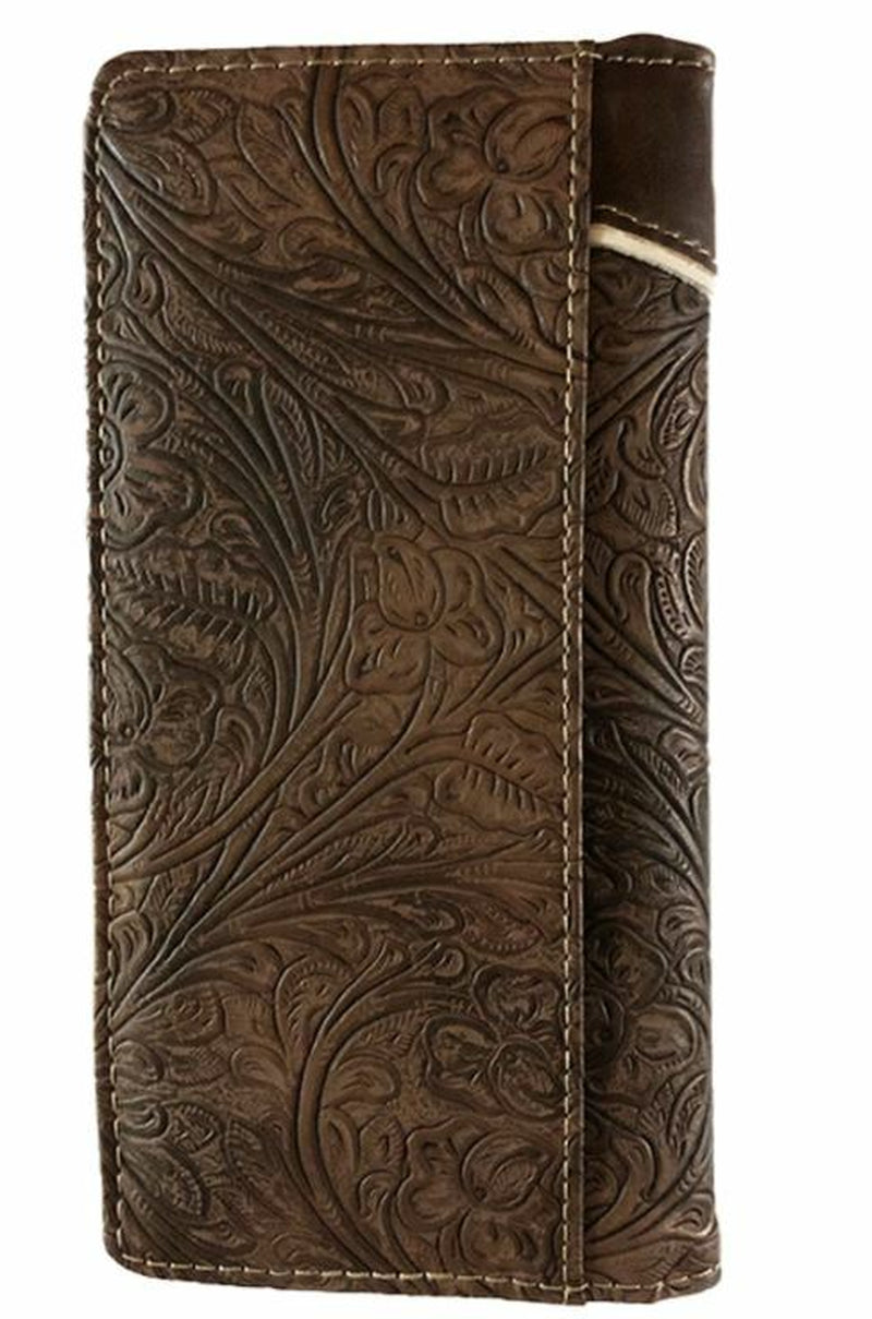 Horse Men Wallet Western Bifold Check Book W089-15 Ostrich Brown