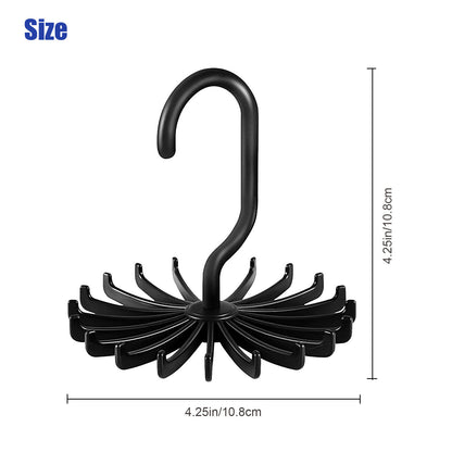 Neck Tie Rack 360° Rotating Hanger – Organize Ties, Belts & Scarves, Space-Saving Closet | Lightweight Smooth Installation Plastic Traditional Hanging