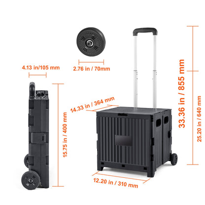 Folding Shopping Cart Foldable Utility Cart 80 Lbs Telescoping Handle