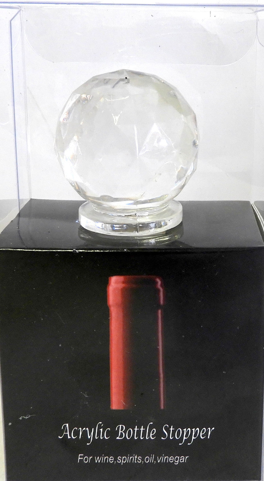 Acrylic Wine Bottle Stoppers - Crystal Clear with Airtight Silicone Seal New