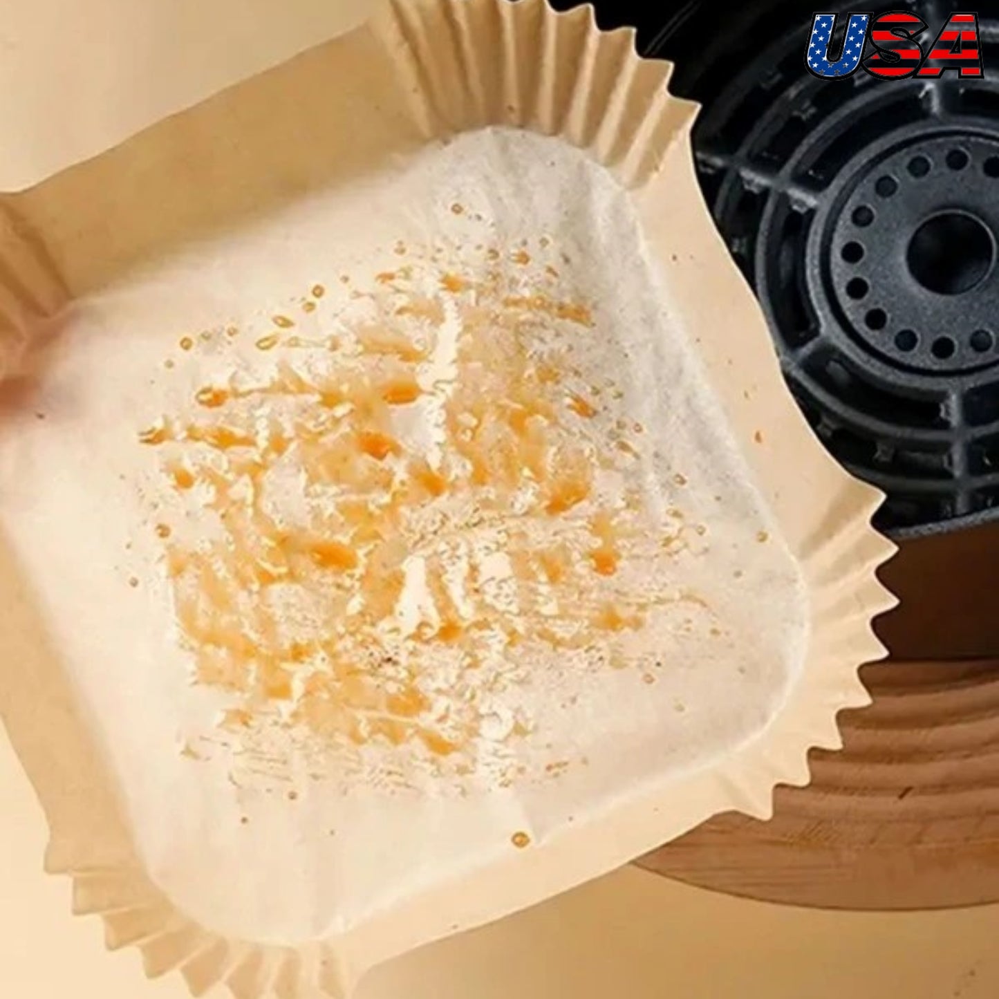 Air Fryer Paper Liner Disposable Non-Stick Steamer Mat for Cooking 8 Inch/50Pcs