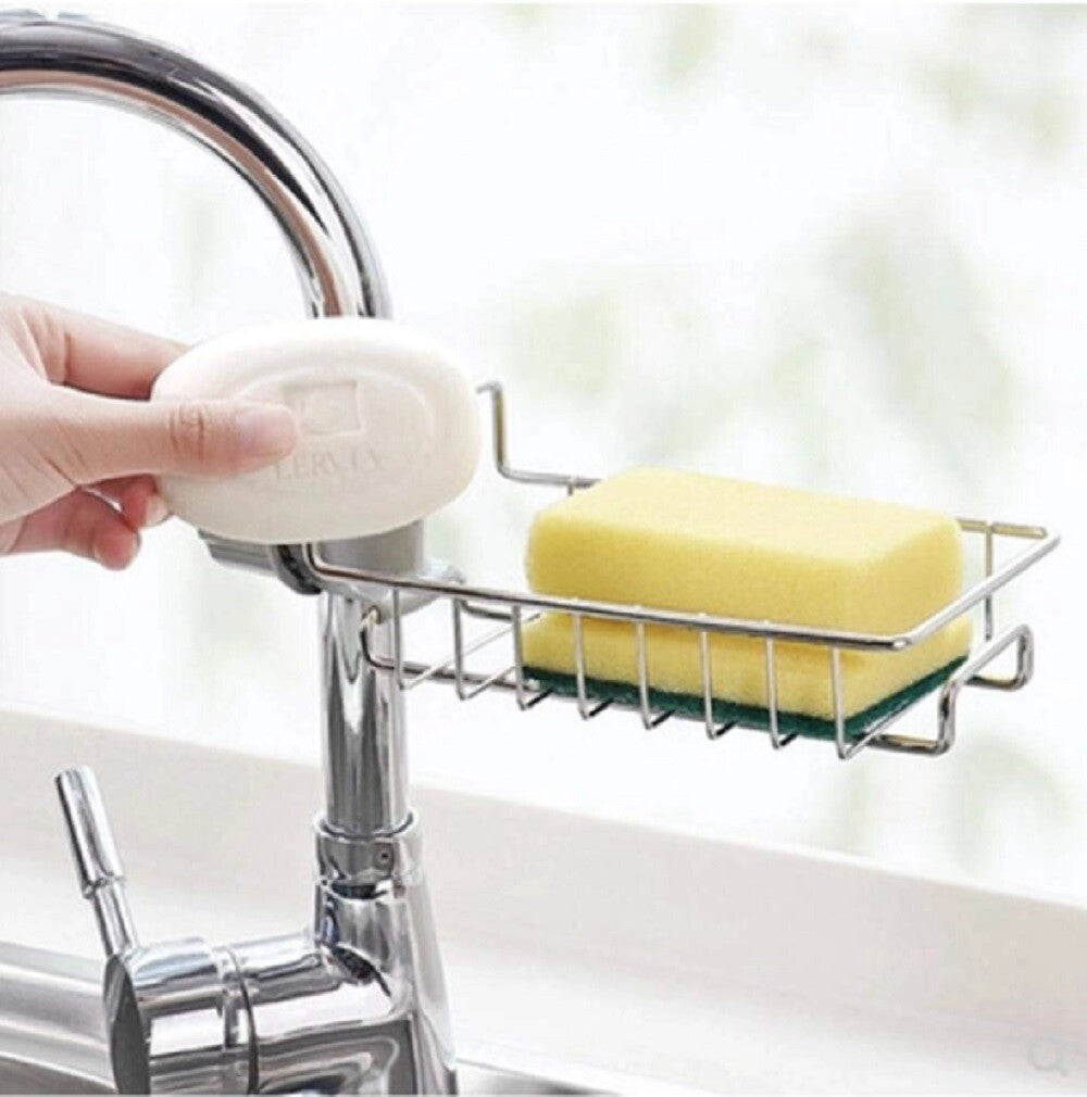 Kitchen Sink Drain Rack – Faucet Storage Holder for Sponge, Soap & Dish Cloth