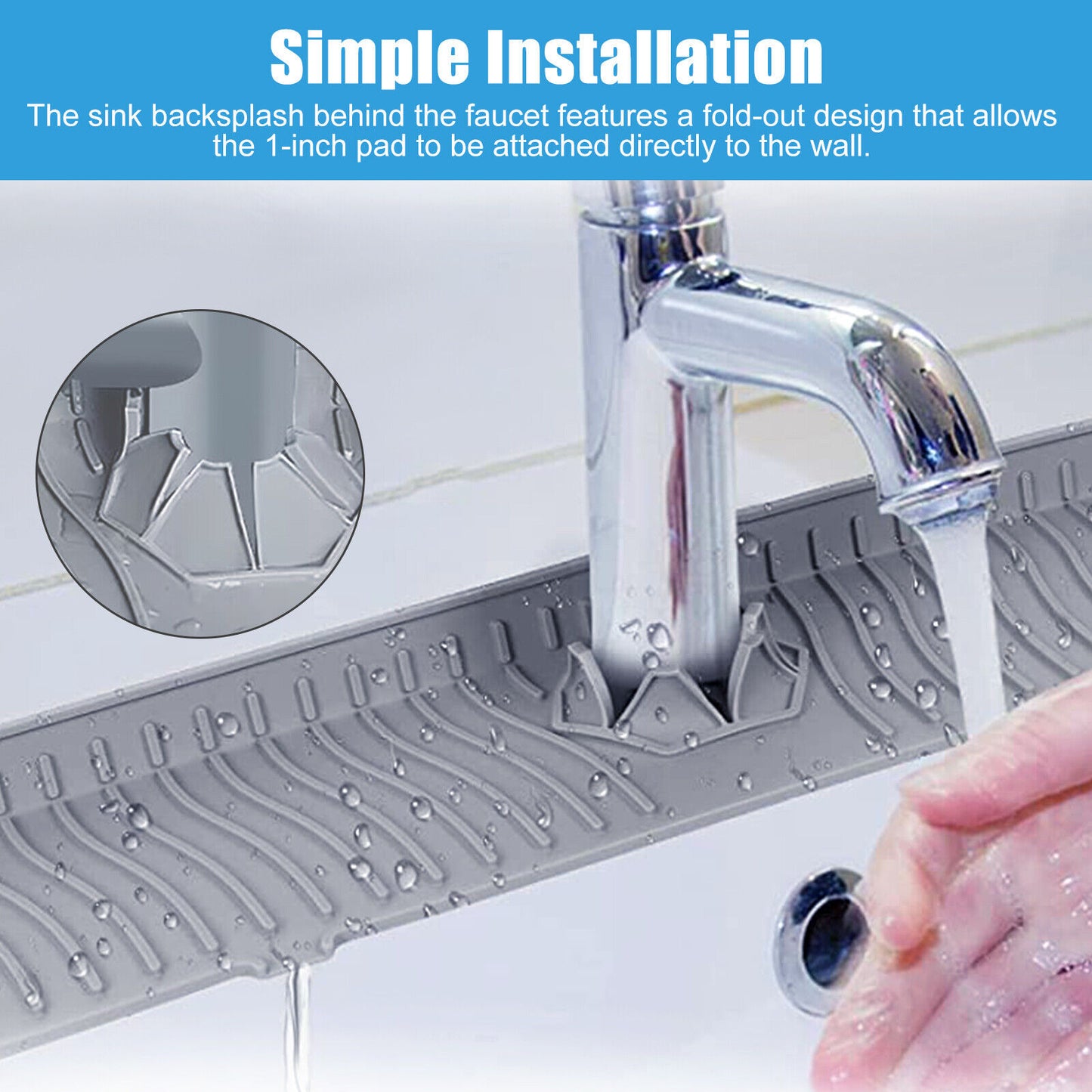 Kitchen Faucet Sink Splash Guard Silicone Drain Pad Water Catcher Tray Slip Mat