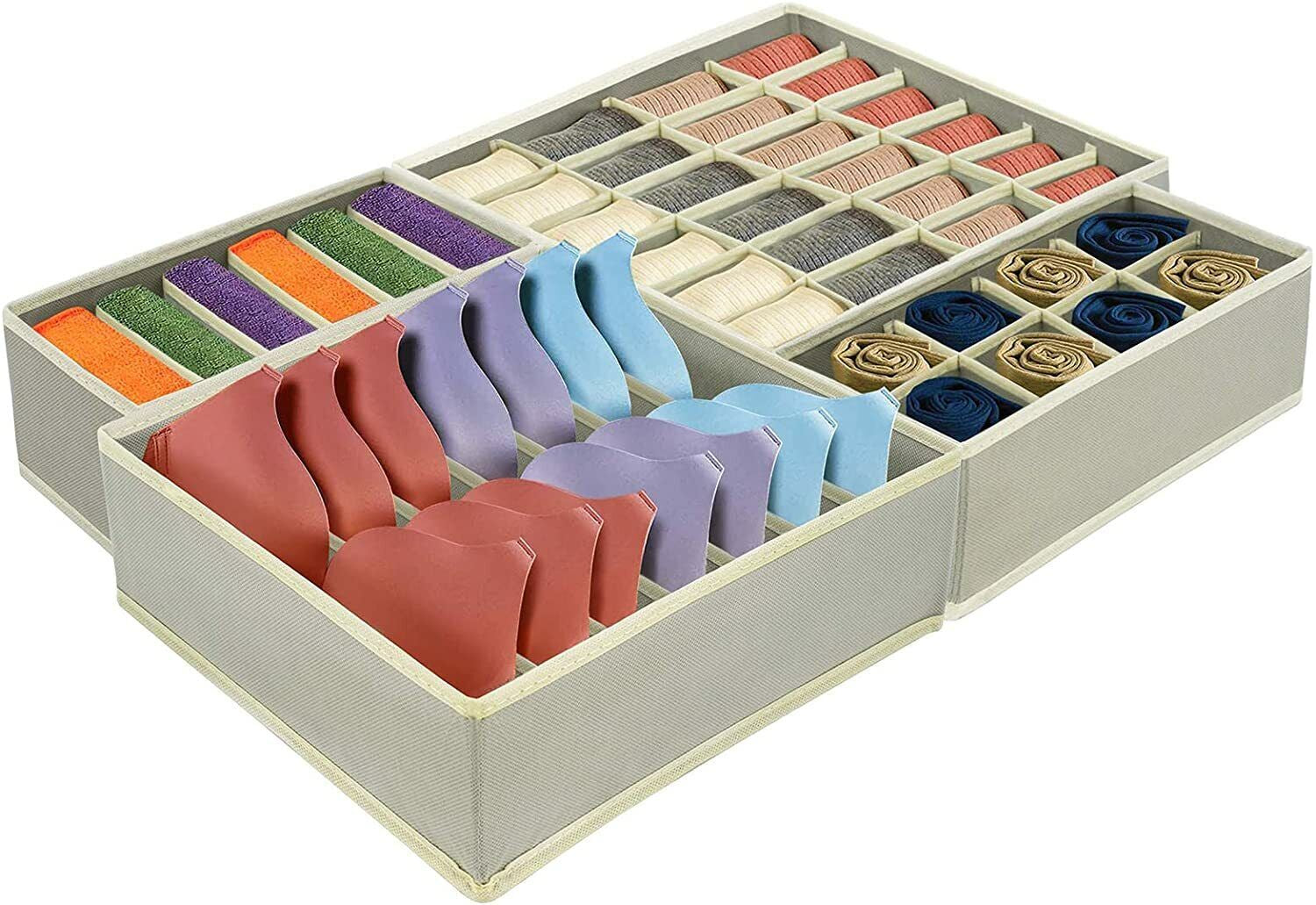 4 Pcs Underwear Organizer Foldable Closet Tie Bra Cabinet Drawer Dresser Storage