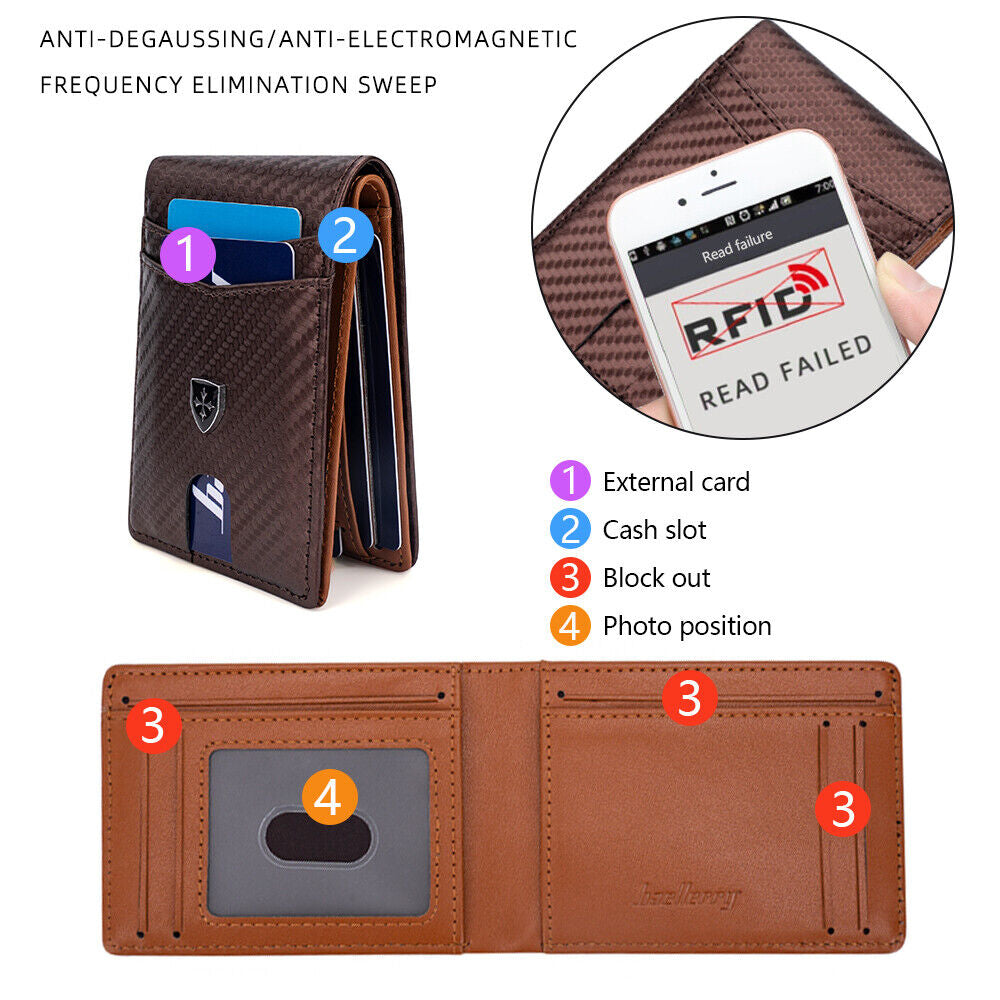 Men's RFID Blocking Wallet Slim Bifold – Minimalist Leather Card Holder for Front Pocket | Stylish & Secure Gift for Anniversary, Birthday, Christmas