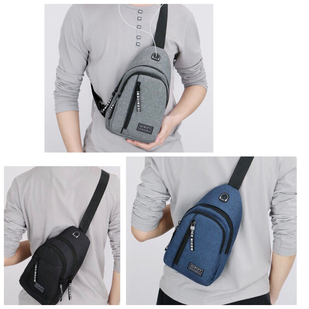 Mens Sling Bag Cross Body Handbag Chest Bag Shoulder Pack Sports Travel Backpack