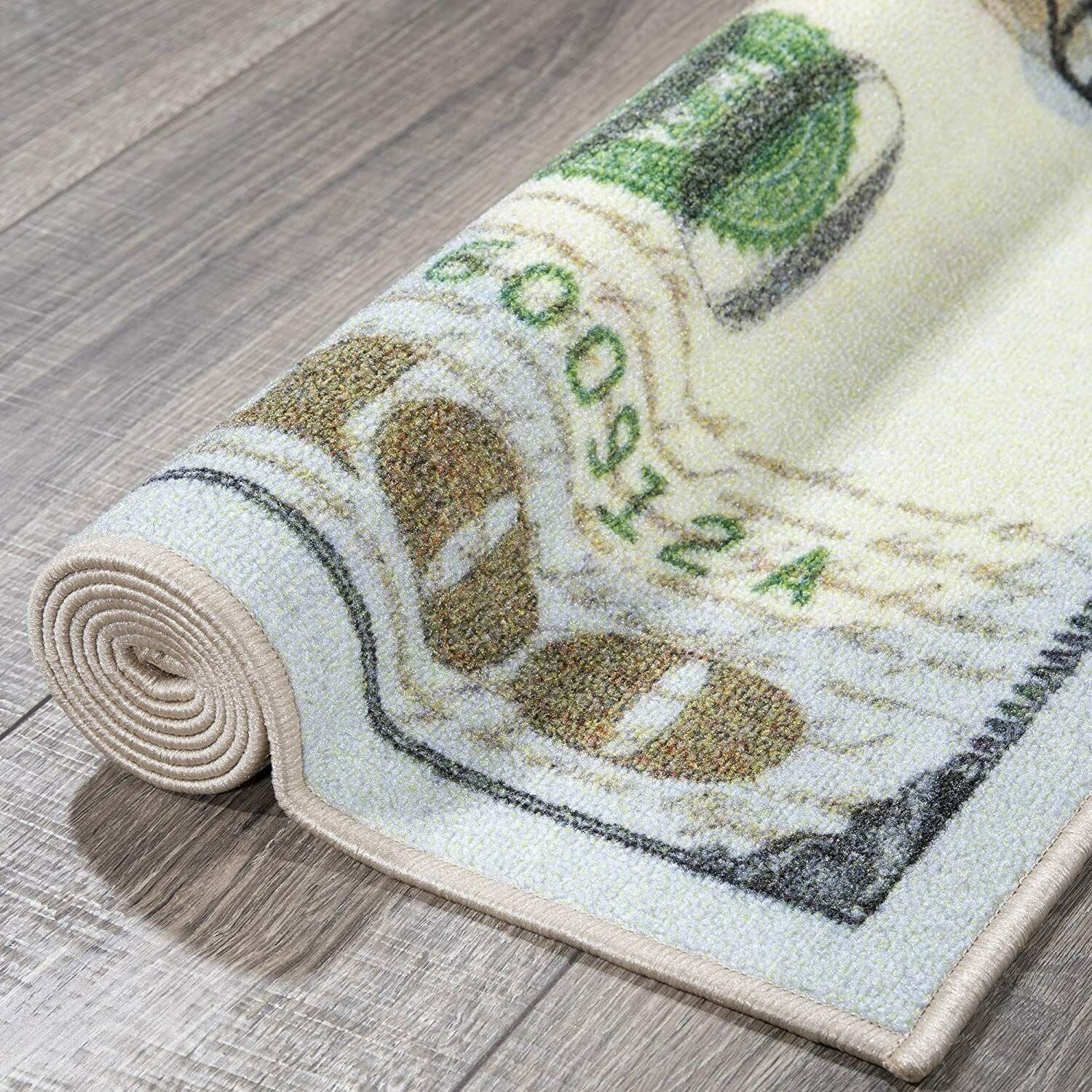 Money Runner Rug 100 Dollar Bill - 22”x53” Non-Slip Carpet, Durable & Stain-Resistant Home Decor, Modern Design, Rubber Backing, Easy to Clean