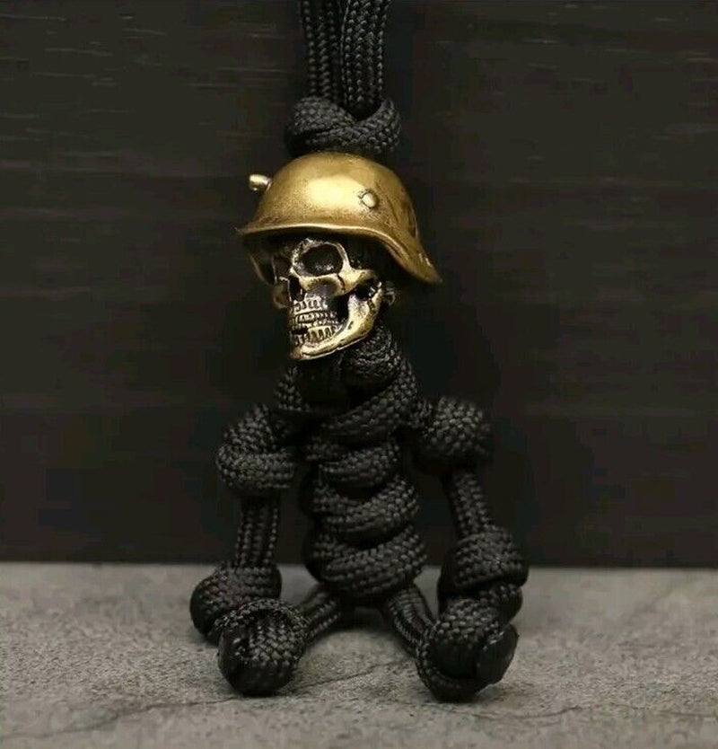 Bag Pendant Skull Keychain Soldier Biker Helmet Hanging Pendant Braided Rope Paracord